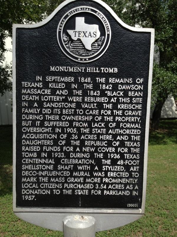 Monument Hill Historical Marker