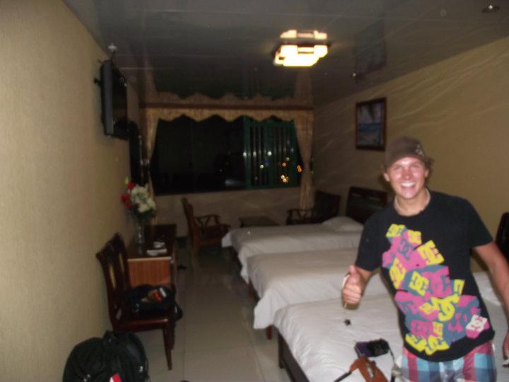 Kyle pretty happy about the hotel-room
