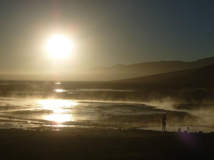 Hot springs in sunrise