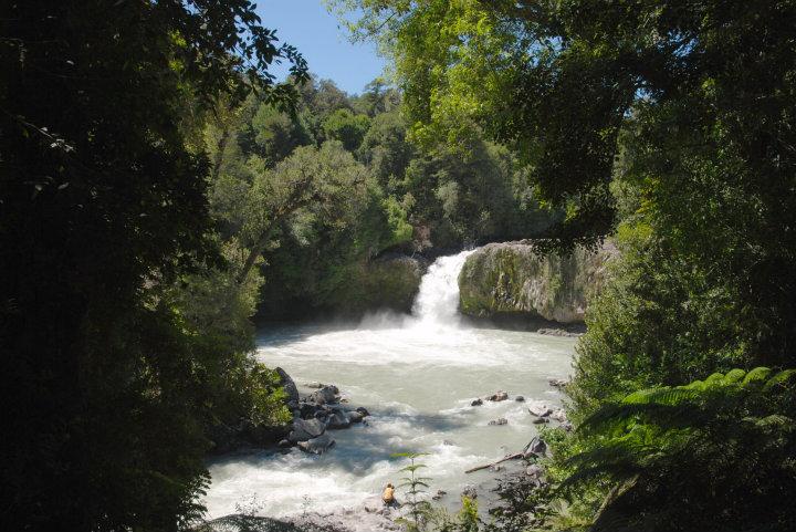 Salta del Indio in Puyehue National Park, rivier vol as