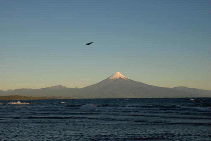 Vulkaan Osorno bij schemering