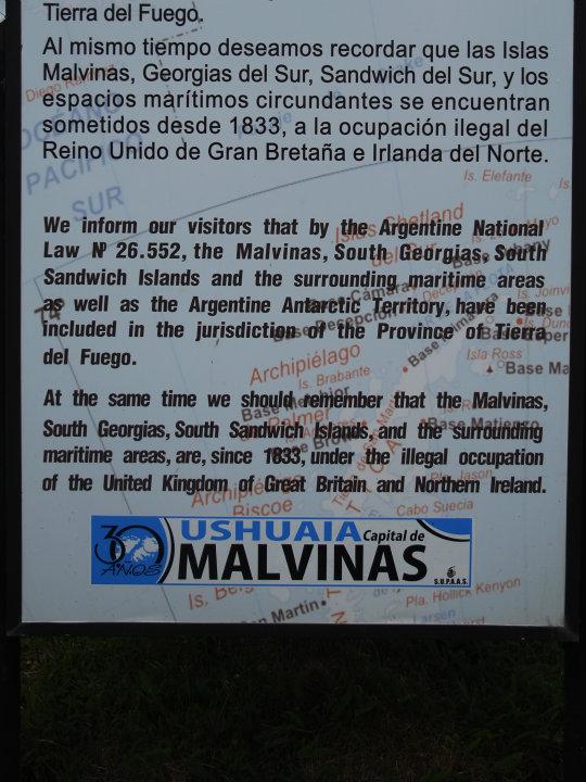 Beste reiziger: las Malvinas son Argentinas!