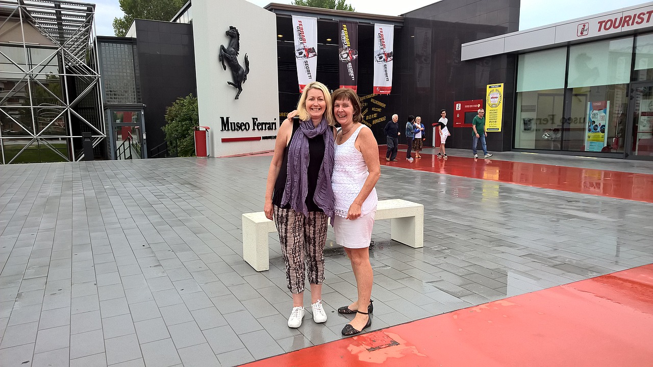 Dianne and Cheryl outside the Ferrari Museum