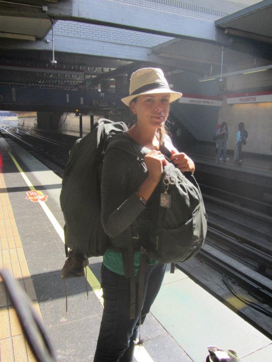 At the train station - just arrived in Santiago from Sydney 