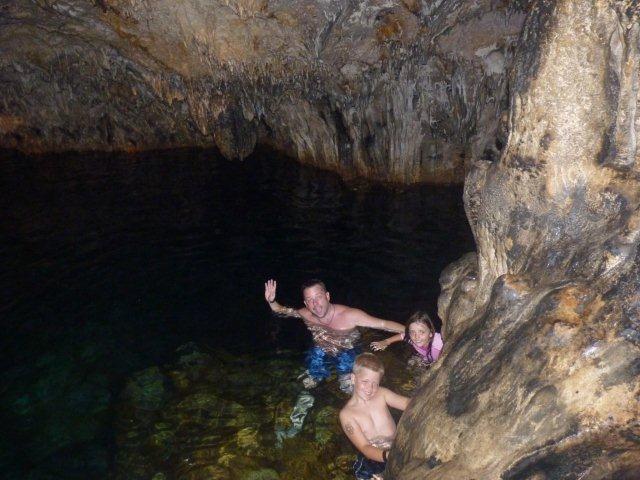 swimming in cave